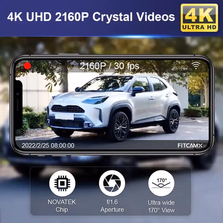 Camera DVR 4K FiTCAMX special conceput pentru Toyota RAV4 2019-2025 model B (cu guri de aerisire pe capac) - imagine 3