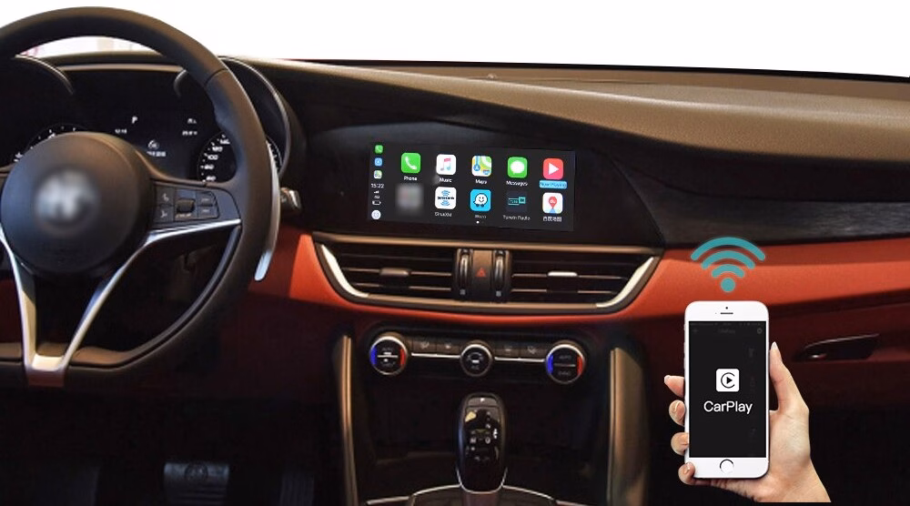 Wireless Carplay, Android auto pentru Alfa Romeo Stelvio si Giulia 2016-2019 cu intrare camere fata/spate si mirror link